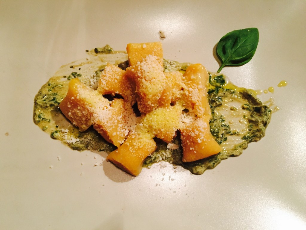Gnocchi di zucca e ricotta …. con crema al basilico e pecorino 